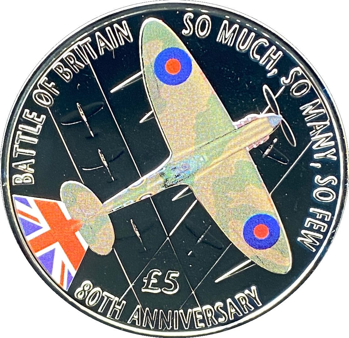 Guernsey 5 Pounds - Elizabeth II 80th anniversary of Battle of Britain