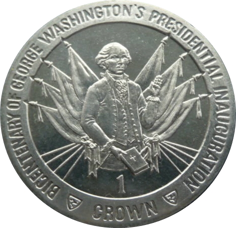 Isle of Man 1 Crown - Elizabeth II George Washington