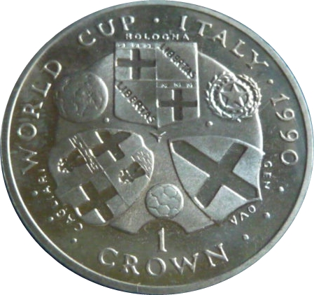 Isle of Man 1 Crown - Elizabeth II World Cup - Italy reverse
