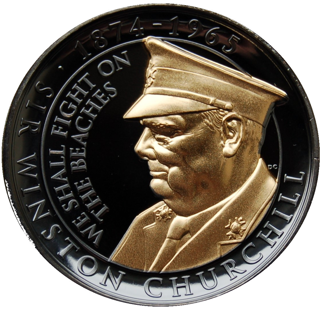 Gibraltar 1 Crown - Elizabeth II Sir Winston Churchill; We Shall Fight Them on the Beaches reverse