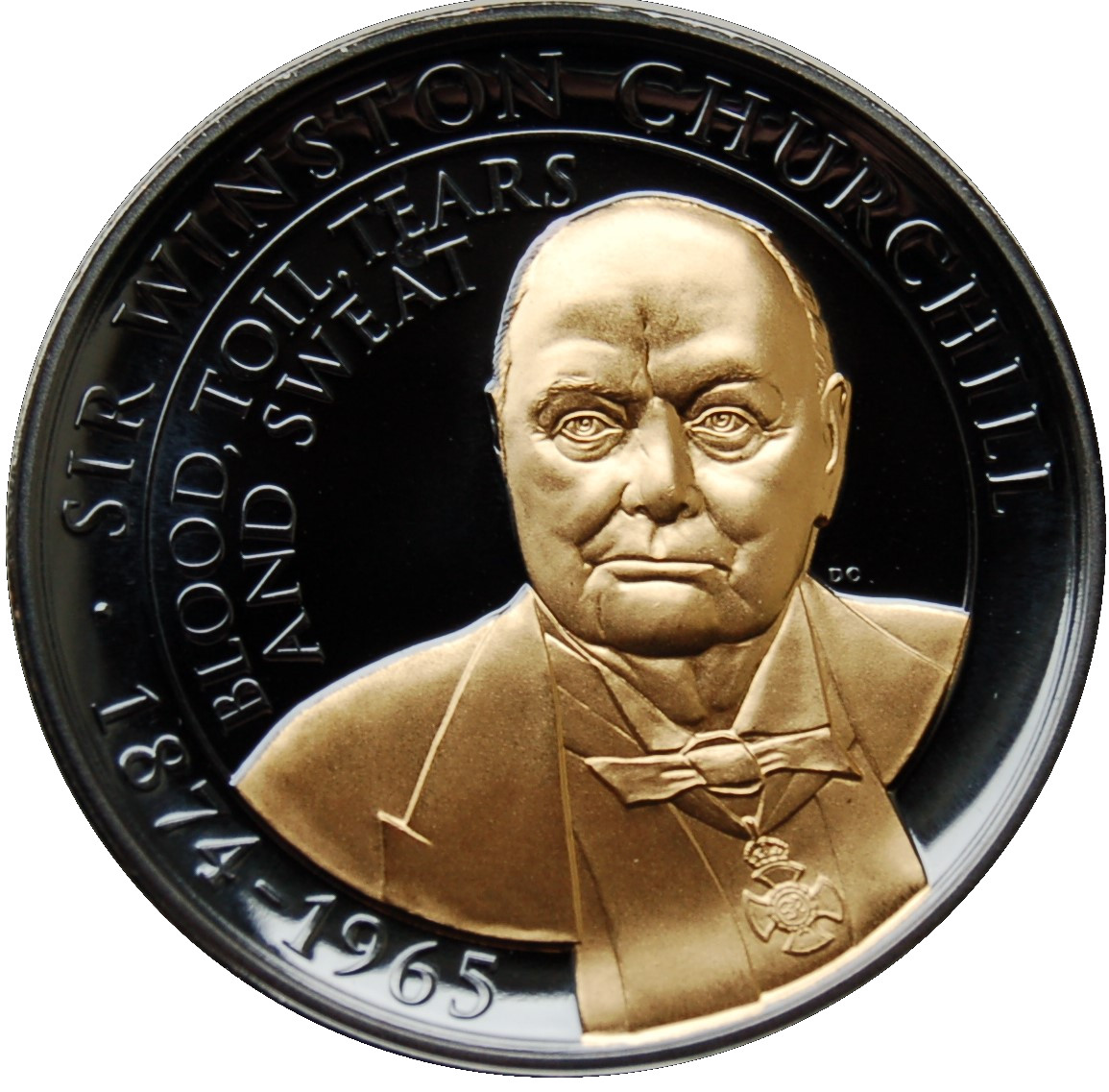 Gibraltar 1 Crown - Elizabeth II Sir Winston Churchill; Blood, Toil, Tears and Sweat reverse