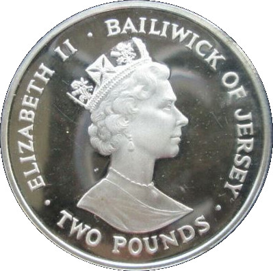 Jersey 2 Pounds - Elizabeth II 90th Birthday of Queen Mother obverse