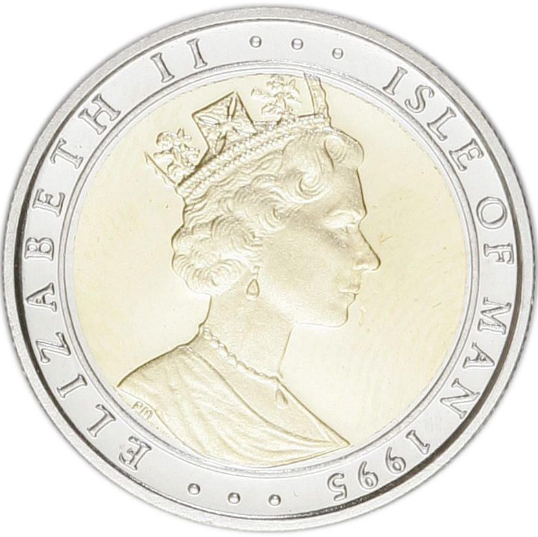Isle of Man ¼ Angel - Elizabeth II Archangel Michael; Gold-Platinum Bimetallic obverse
