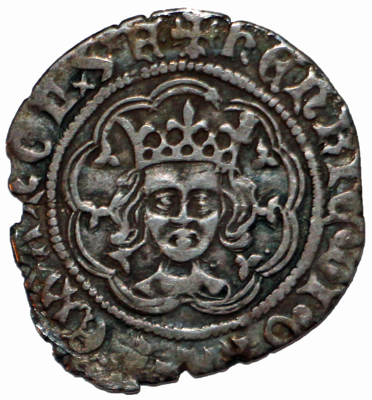 ½ Groat - Henry VI Pinecone-mascle issue; London obverse