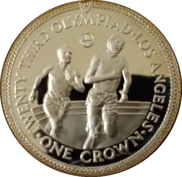 Isle of Man 1 Crown - Elizabeth II Athletics; Silver