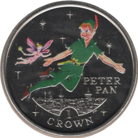 Gibraltar 1 Crown - Elizabeth II Peter Pan; Coloured reverse