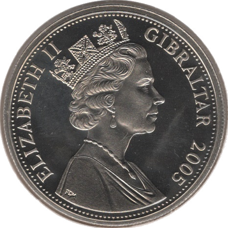 Gibraltar 1 Crown - Elizabeth II Dambuster Raids obverse
