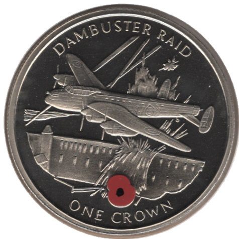 Gibraltar 1 Crown - Elizabeth II Dambuster Raids reverse