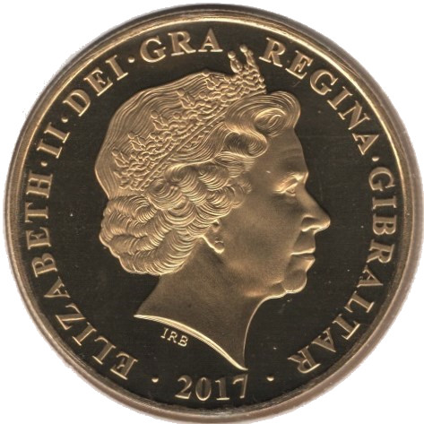 Gibraltar 1 Crown - Elizabeth II House of Windsor; Gold plated; Rhodium gilded obverse