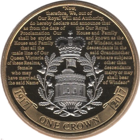 Gibraltar 1 Crown - Elizabeth II House of Windsor; Gold plated; Rhodium gilded