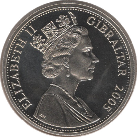 Gibraltar 1 Crown - Elizabeth II Death of Horatio Nelson obverse
