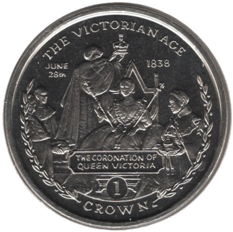 Gibraltar 1 Crown - Elizabeth II Coronation of Queen Victoria reverse