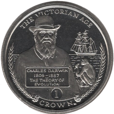 Gibraltar 1 Crown - Elizabeth II Charles Darwin reverse