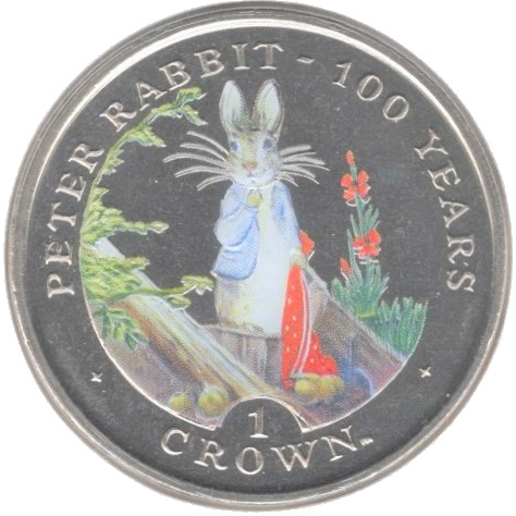 Gibraltar 1 Crown - Elizabeth II Peter Rabbit - 100 Years, coloured version reverse