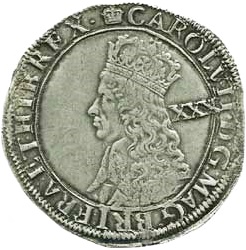 ½ Crown - Charles II 3rd hammered issue obverse