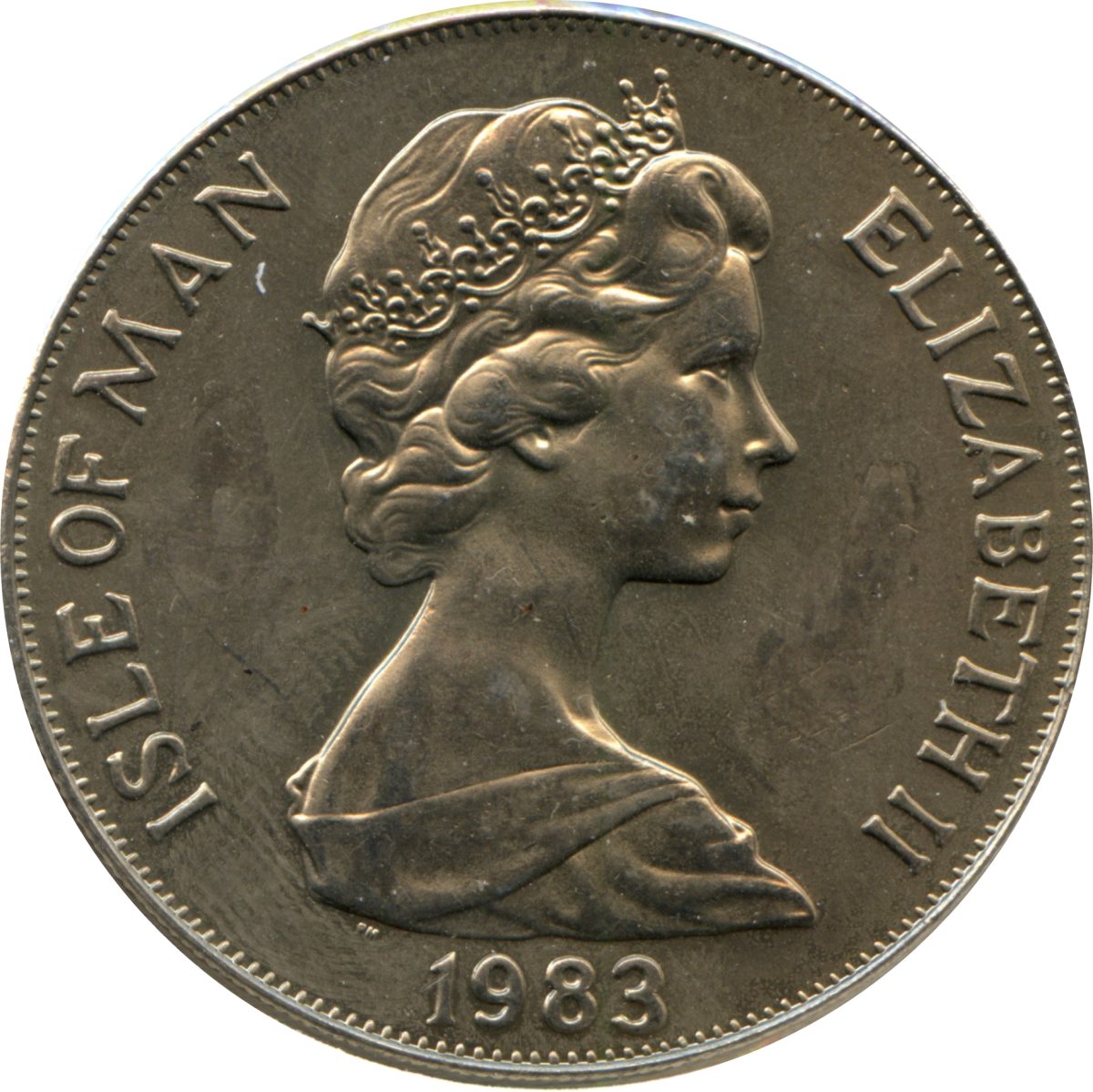 Isle of Man 1 Crown - Elizabeth II Wright Flyer obverse