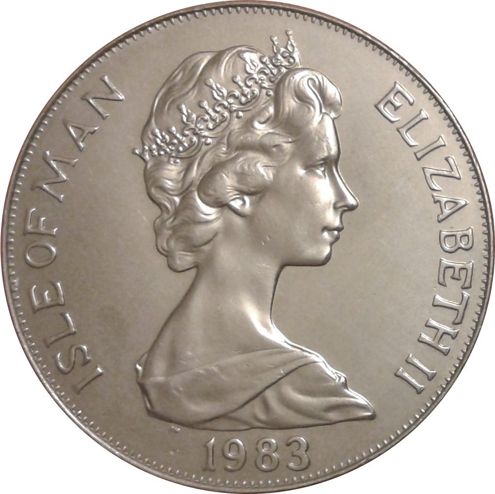 Isle of Man 1 Crown - Elizabeth II Montgolfier Balloon obverse