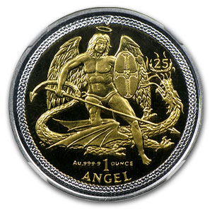 Isle of Man 1 Angel - Elizabeth II Archangel Michael; 25th Anniversary of Gold Angel; Bimetallic