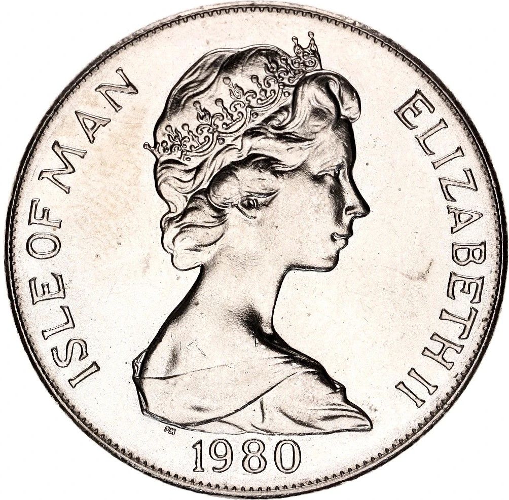 Isle of Man 1 Crown - Elizabeth II Lake Placid Olympics obverse