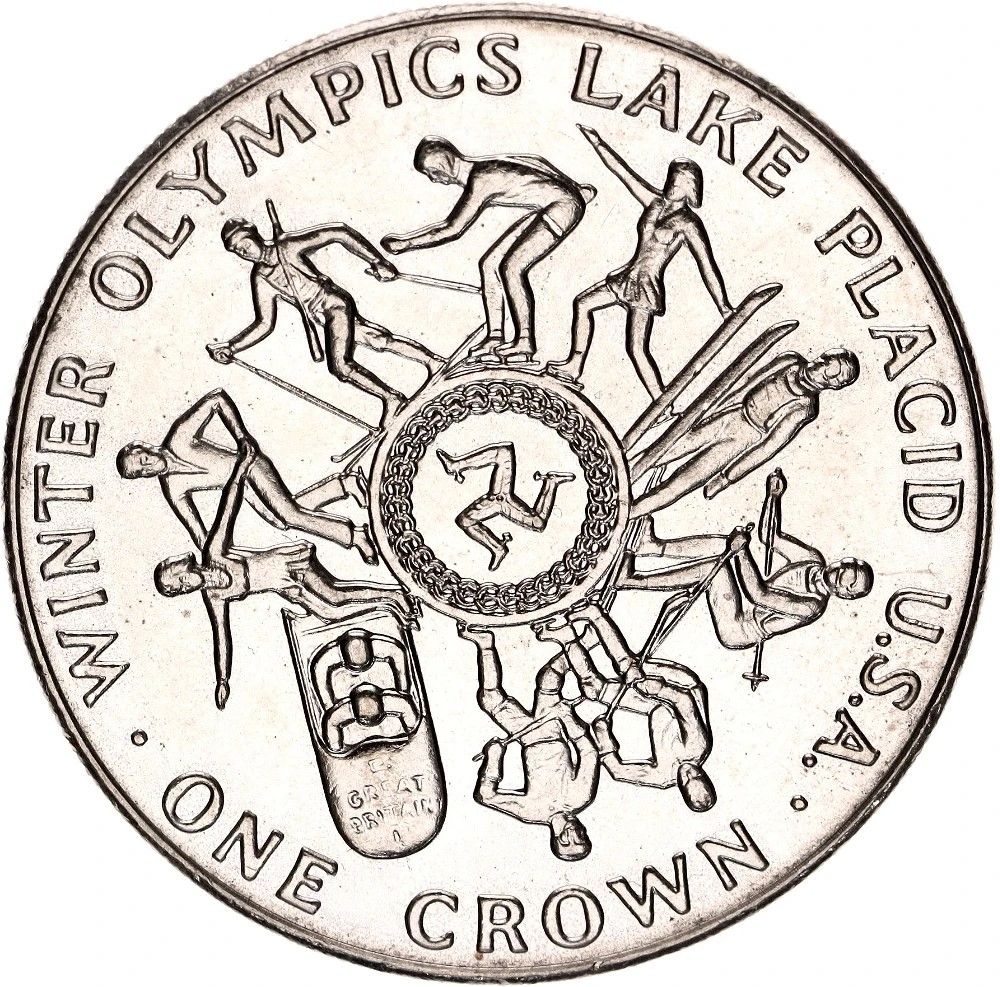 Isle of Man 1 Crown - Elizabeth II Lake Placid Olympics