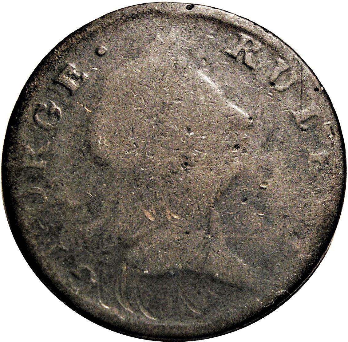 ½ Penny George Rules - North Wales; portrait right obverse