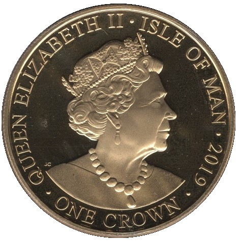 Isle of Man 1 Crown - Elizabeth II Victoria - Young Portrait obverse