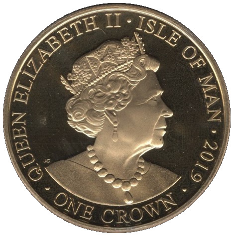 Isle of Man 1 Crown - Elizabeth II Victoria - Veiled Portrait obverse