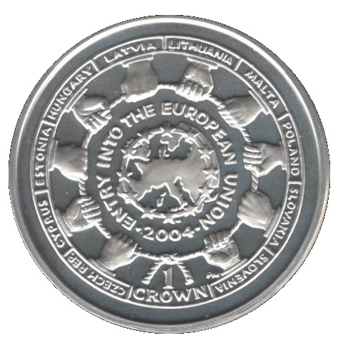 Isle of Man 1 Crown - Elizabeth II Enlargement of the European Union; Silver Proof