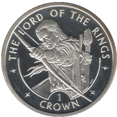 Isle of Man 1 Crown - Elizabeth II Legolas reverse