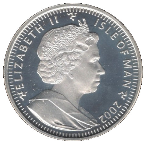 Isle of Man 1 Crown - Elizabeth II Winter Olympics Salt Lake City - Skier; Silver Proof obverse