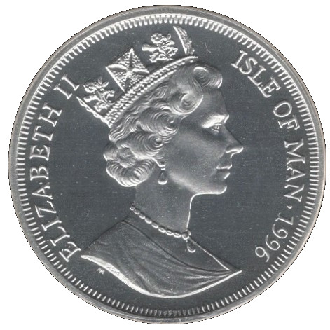 Isle of Man 1 Crown - Elizabeth II Robert Burns - Edinburgh Castle; Silver Proof obverse