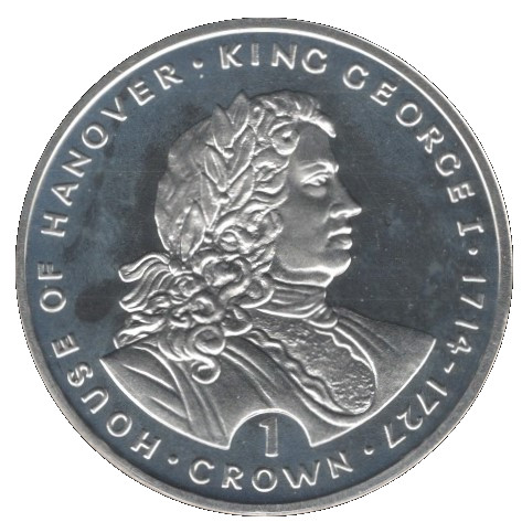 Gibraltar 1 Crown - Elizabeth II King George I; Silver Proof reverse