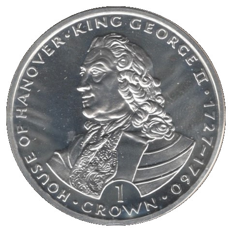 Gibraltar 1 Crown - Elizabeth II King George II; Silver Proof reverse