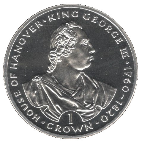 Gibraltar 1 Crown - Elizabeth II King George III; Silver Proof reverse