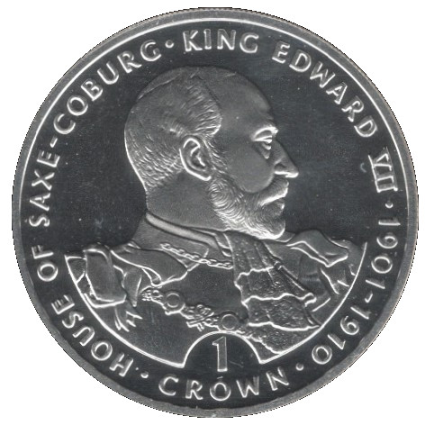 Gibraltar 1 Crown - Elizabeth II King Edward VII; Silver Proof reverse
