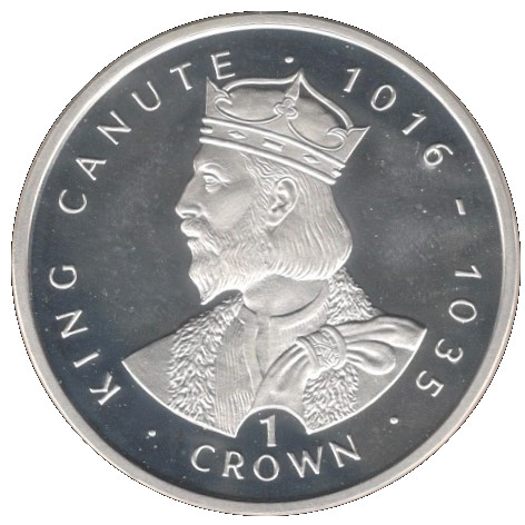 Gibraltar 1 Crown - Elizabeth II King Canute; Silver Proof reverse