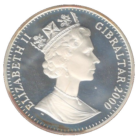 Gibraltar 1 Crown - Elizabeth II Coronation 1937; Silver Proof obverse
