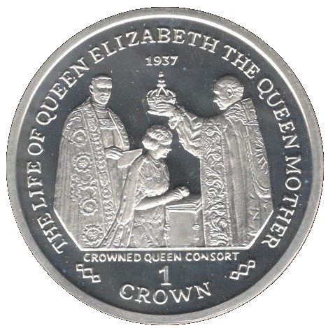 Gibraltar 1 Crown - Elizabeth II Coronation 1937; Silver Proof