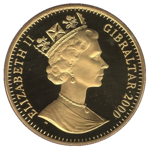 Gibraltar 1 Crown - Elizabeth II Coronation 1937; Gold Plated Silver obverse