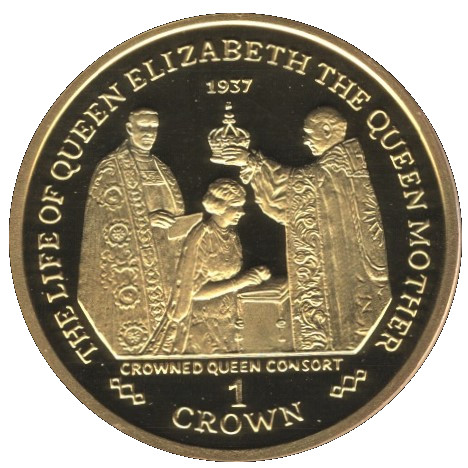 Gibraltar 1 Crown - Elizabeth II Coronation 1937; Gold Plated Silver