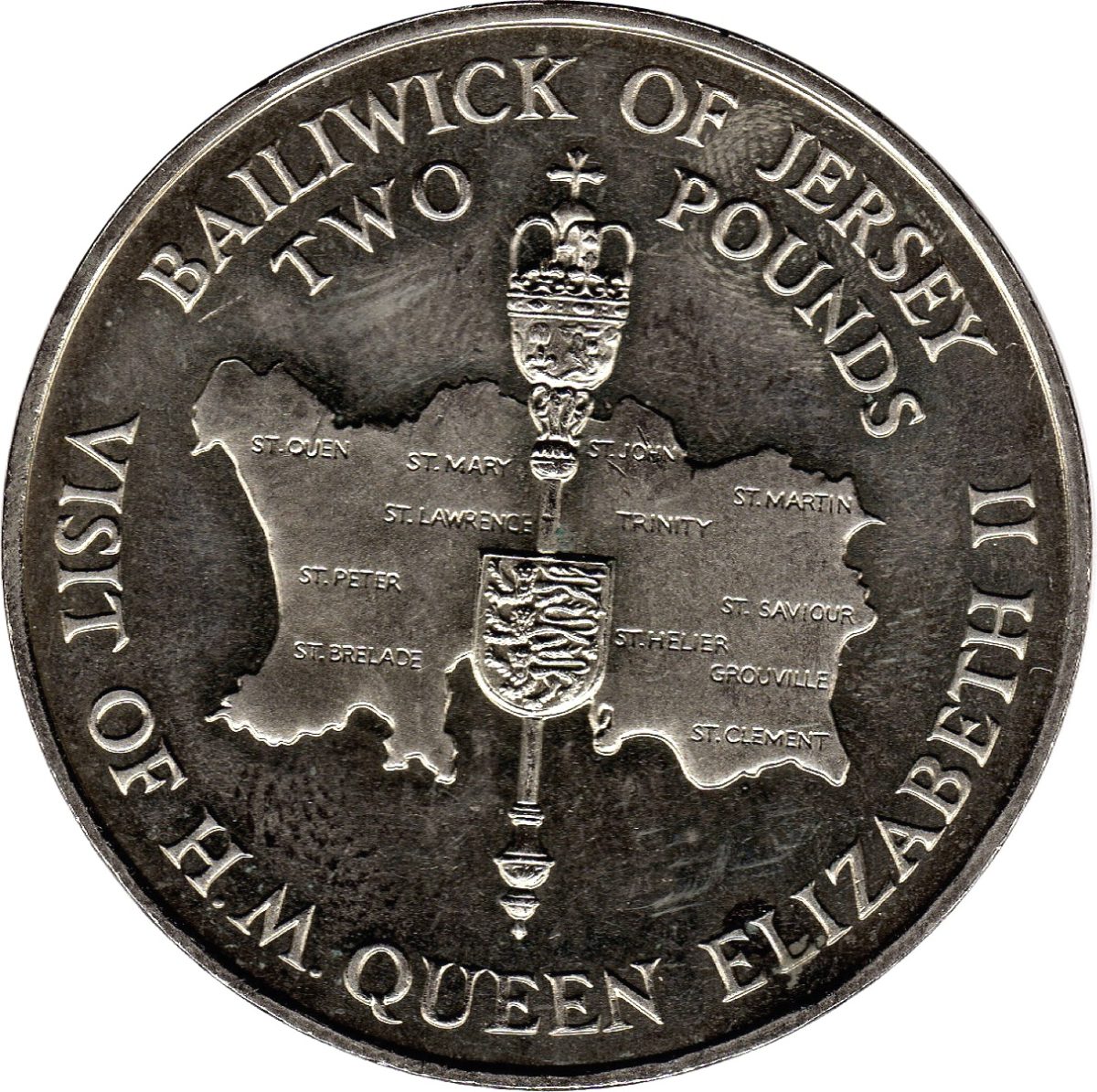 Jersey 2 Pounds - Elizabeth II Royal Visit