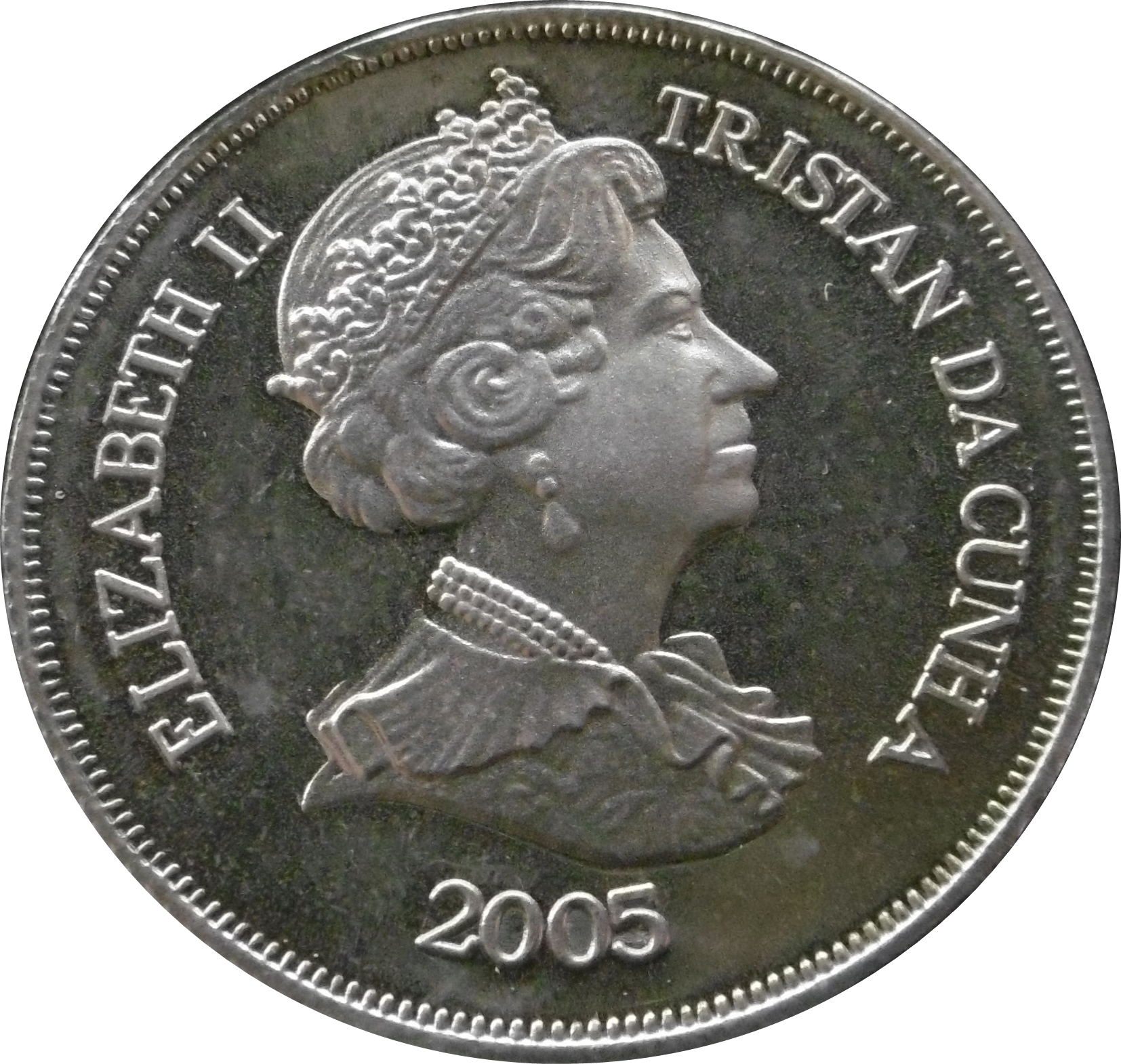 Tristan da Cunha 1 Crown - Elizabeth II 4th portrait; VE Day obverse