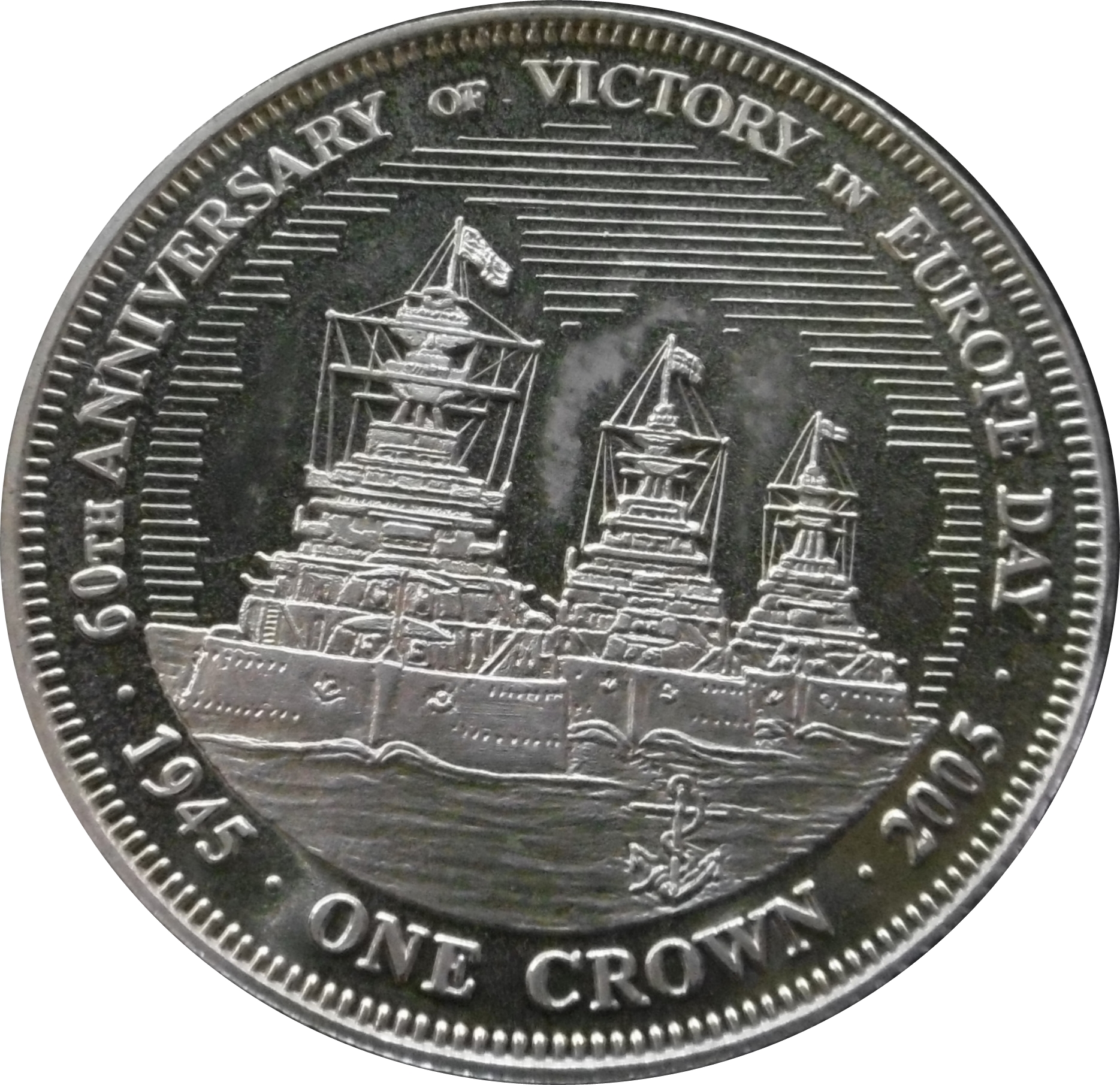 Tristan da Cunha 1 Crown - Elizabeth II 4th portrait; VE Day reverse