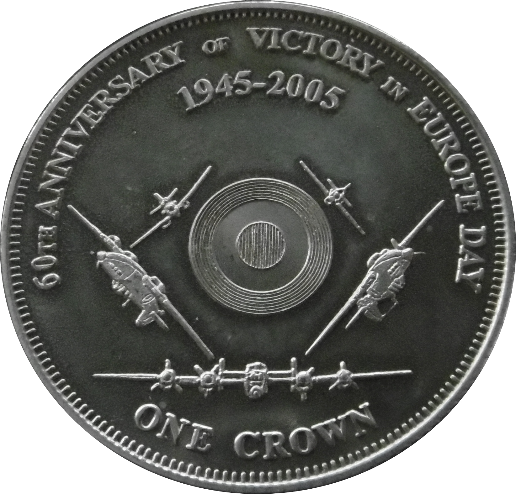 Tristan da Cunha 1 Crown - Elizabeth II 4th portrait; VE Day reverse