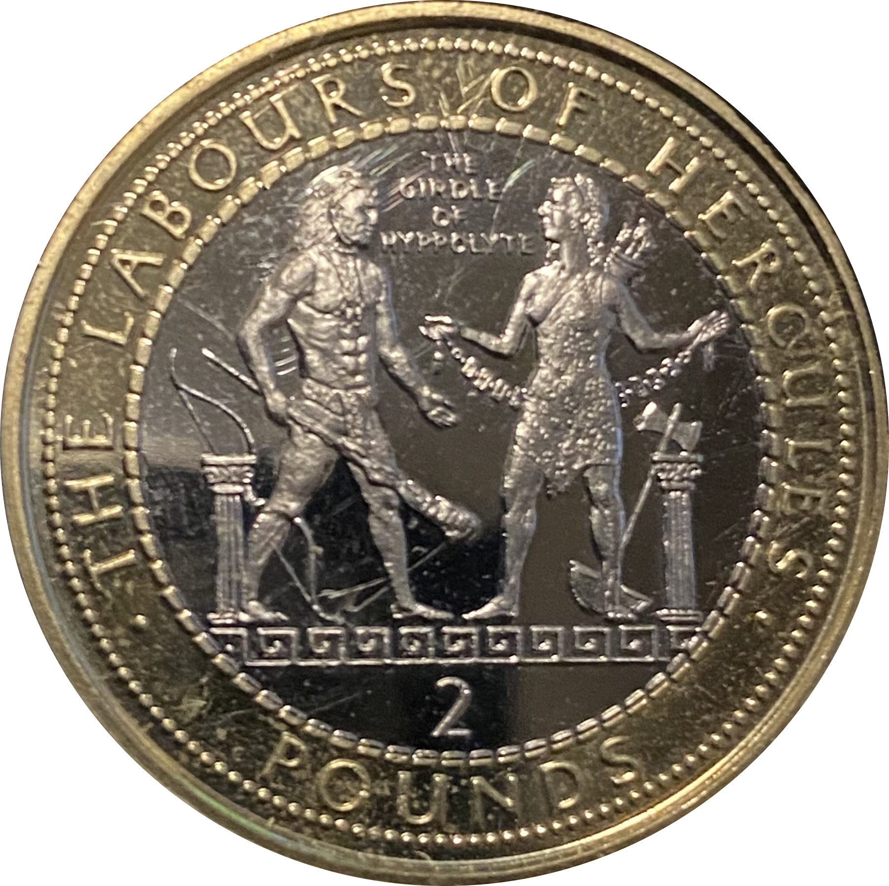 Gibraltar 2 Pounds - Elizabeth II The Girdle of Hyppolyte reverse