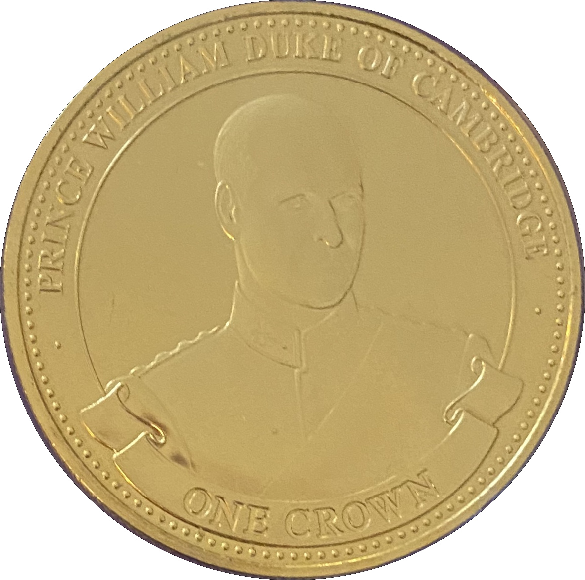 Gibraltar 1 Crown - Elizabeth II Prince William; Gold Plated reverse