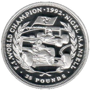 Isle of Man 25 Pounds - Elizabeth II Nigel Mansell reverse