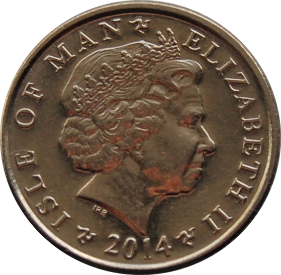 Isle of Man 5 Pence - Elizabeth II Tower of Refuge, magnetic plated steel obverse