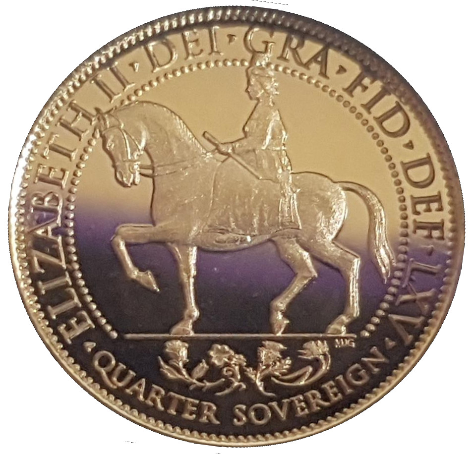 Alderney ¼ Sovereign - Elizabeth II Sapphire Jubilee - On Horseback