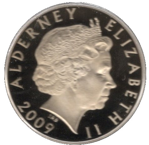 Alderney 5 Pounds - Elizabeth II H.M.S. Revenge; 4th Portrait obverse